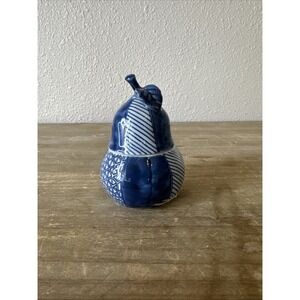 Vintage Fitz And Floyd Blue & White Pear Trinket Box Japan Grand millennial